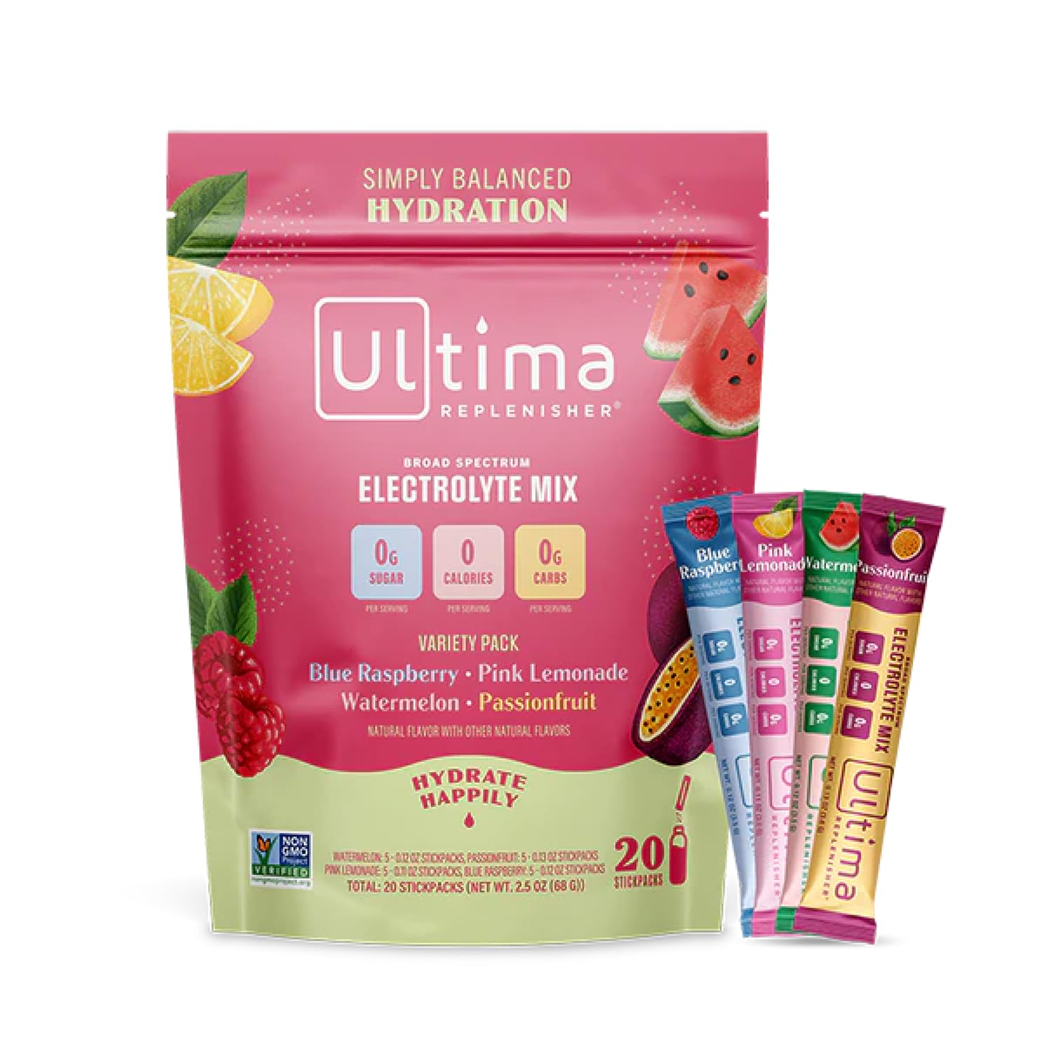 Ultima Replenisher Daily Electrolyte Drink Mix – Tropical Variety, 20 Stickpacks – Hydration Ultima Replenisher Au supplements