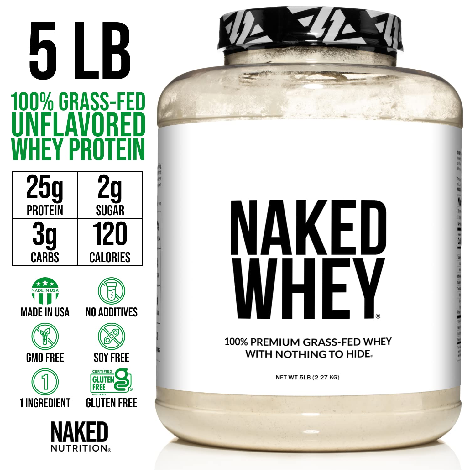 NAKED WHEY 5LB 100% Grass Fed Unflavored Whey Protein Powder - US Farms NAKED Au supplements