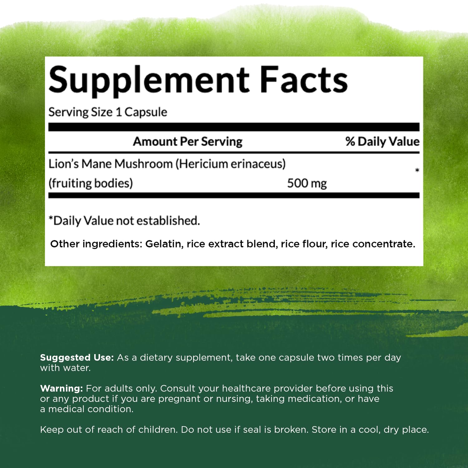 Swanson Lion's Mane Mushroom Capsules - 500 mg Each, 60 Capsules Swanson Au supplements