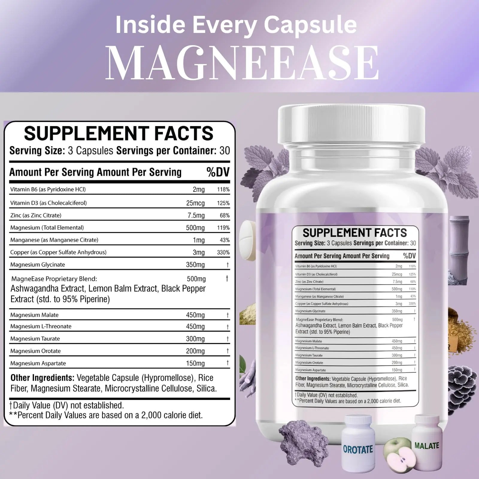 Kun Shafi Magnesium Complex with Magnesium Glycinate Malate, L-Threonate, Taurate, Orotate, Zinc,Aspartate, Copper Manganese & Vitamin D3 B6 Complex - 1Pack Kun Shafi Au supplements