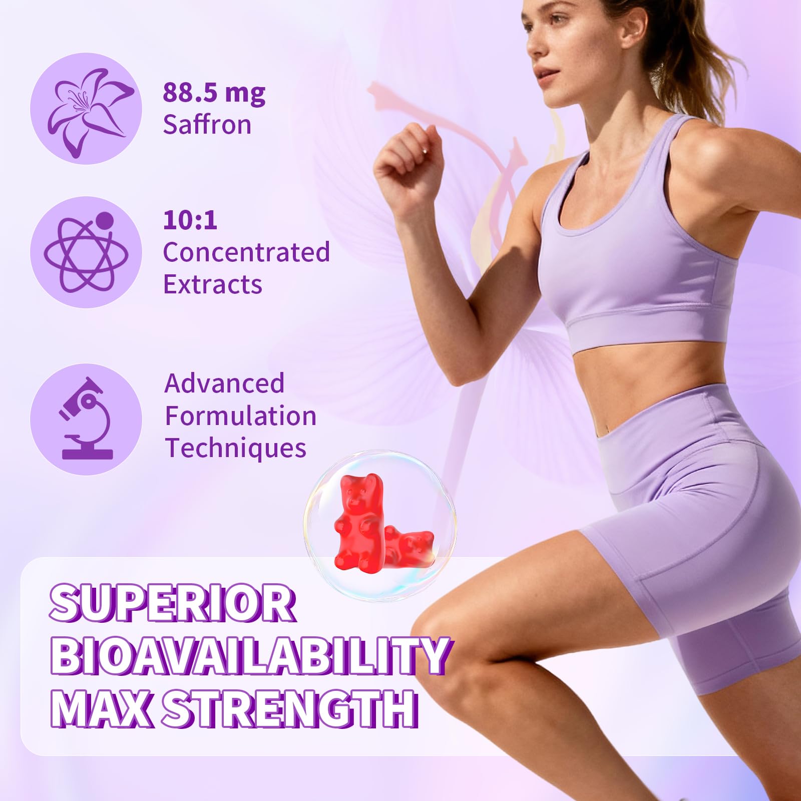 YXSW Saffron Gummies, Saffron Supplements for Kids & Adults with Ashwagandha, L-Theanine, Lemon Balm, Vitamin D3, B6, Magnesium & Zinc - Support Focus, Relaxation, Raspberry Flavor, 120 Count YXSW Au supplements
