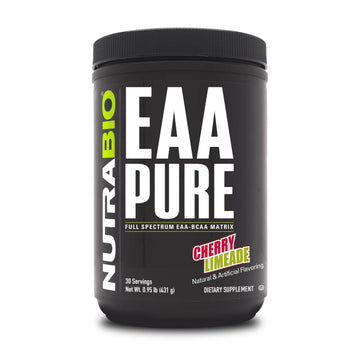 NutraBio – EAA Pure – 9 Amino Acids – Muscle Repair and Recovery, 30 Servings, Cherry Limeade – Pre or Post Workout – All Day Recovery NutraBio Au supplements