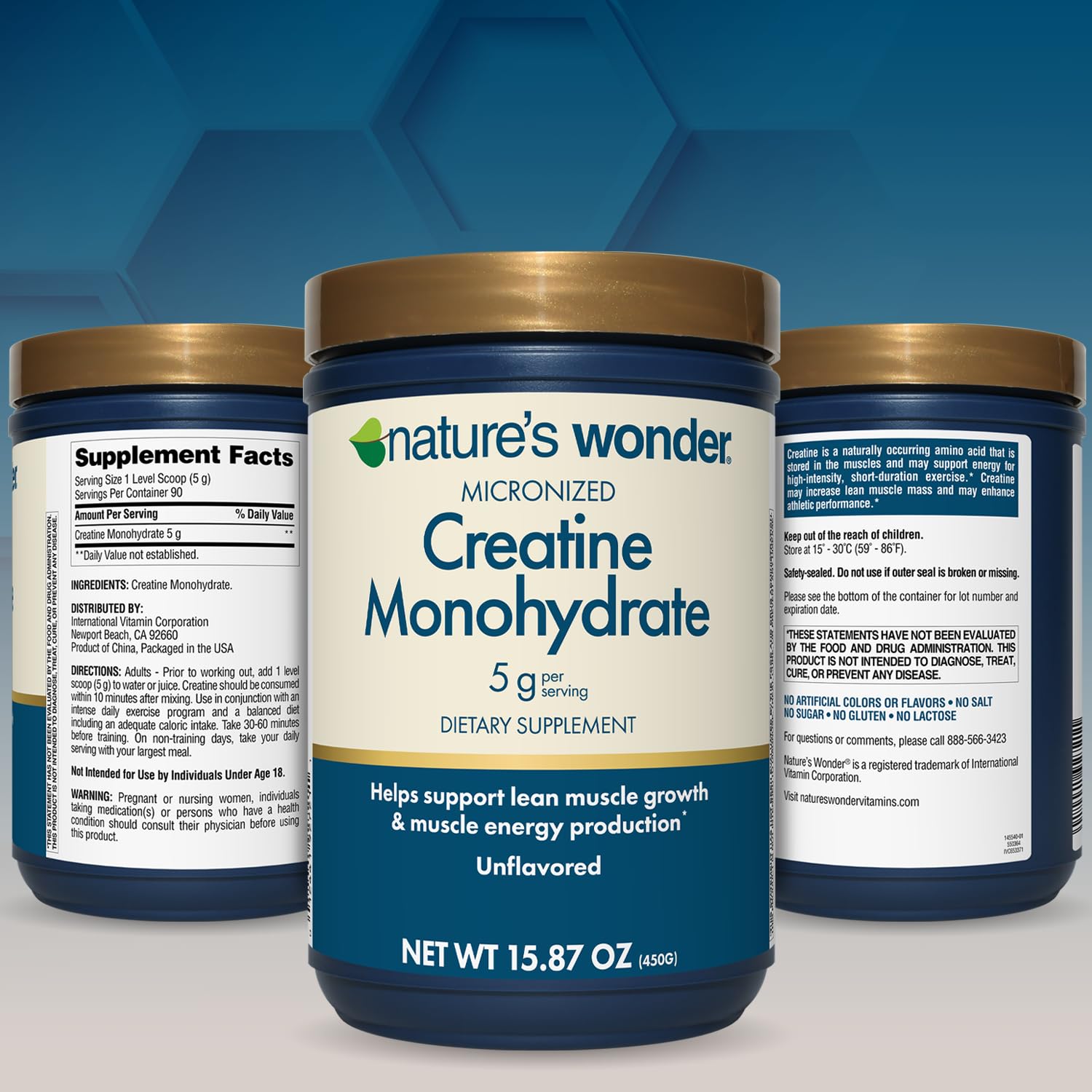 Nature's Wonder Micronized Creatine Monohydrate Powder 5g, Muscle Health, Muscle Energy Production, No Lactose, 5g of Micronized creatine Powder per Serving, 450G, 90 Servings Nature's Wonder Au supplements