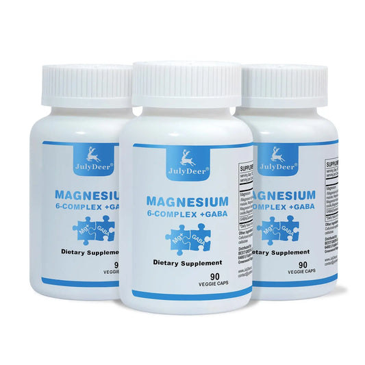 3 Bottles Sixfold Magnesium Complex | 350mg of Magnesium Glycinate, Malate, Citrate, Taurine, Oxide, Mg+ for Muscles,Nerves,& Energy, GABA Sleep Support | High Absorption | Vegan | 90 Capsules RisabouAU supplements