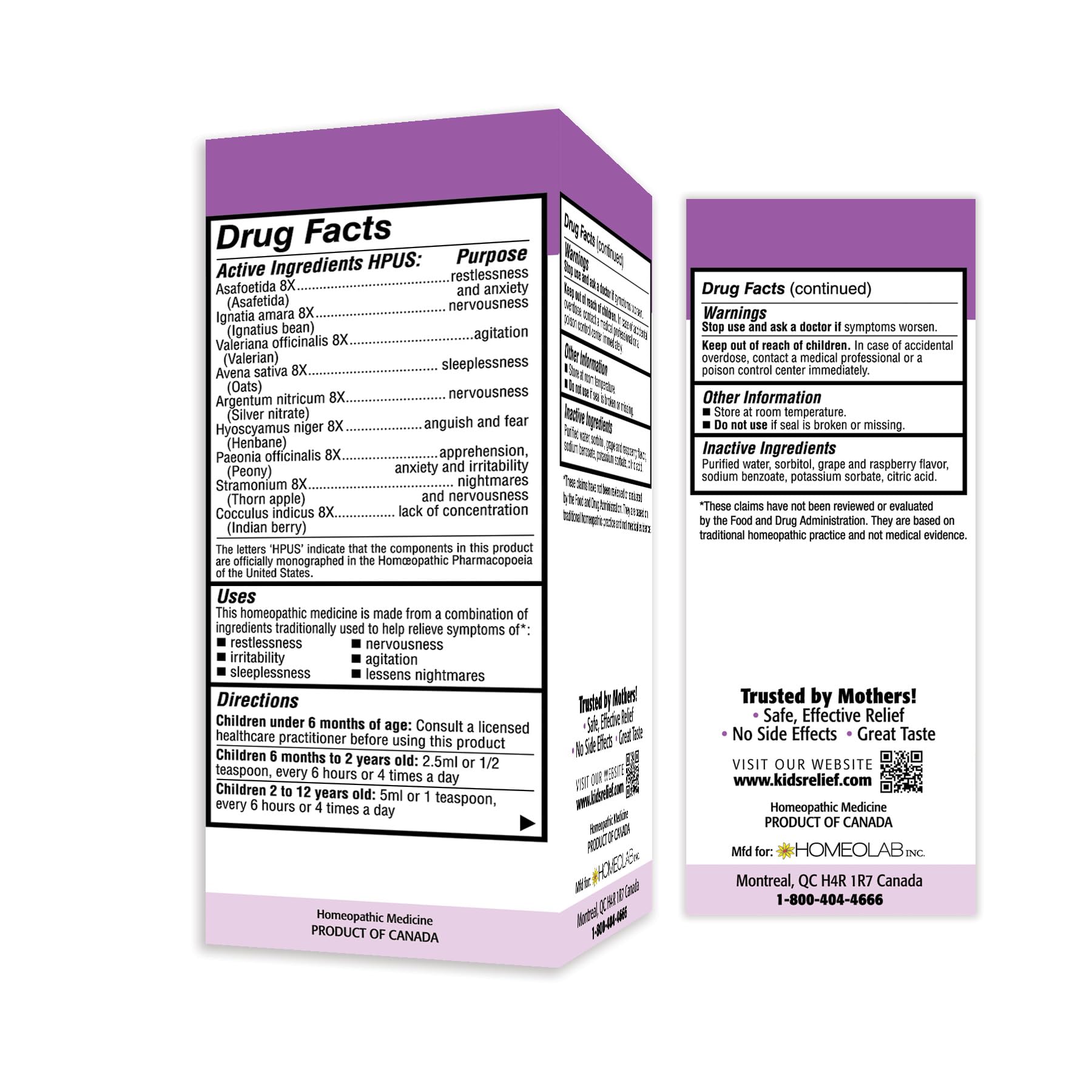 Kids Relief Syrup with Calming Effect, for Kids 0-12 Yrs, Grape Flavor, Gluten and Dye Free, No Added Sugar, 3.4 oz Kids Relief Au supplements