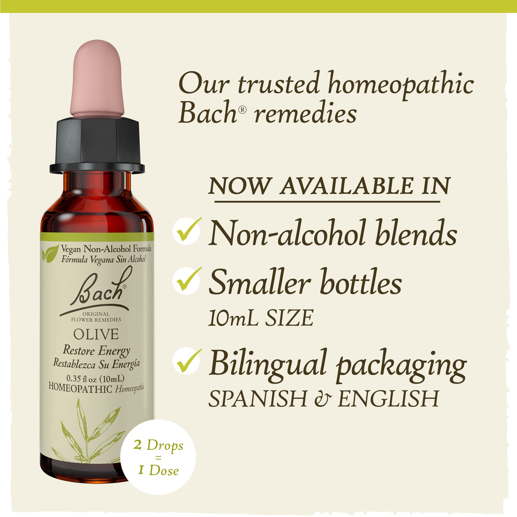 Bach Original Flower Remedies, Olive for Energy (Non-Alcohol Formula), Natural Homeopathic Flower Bach Au supplements