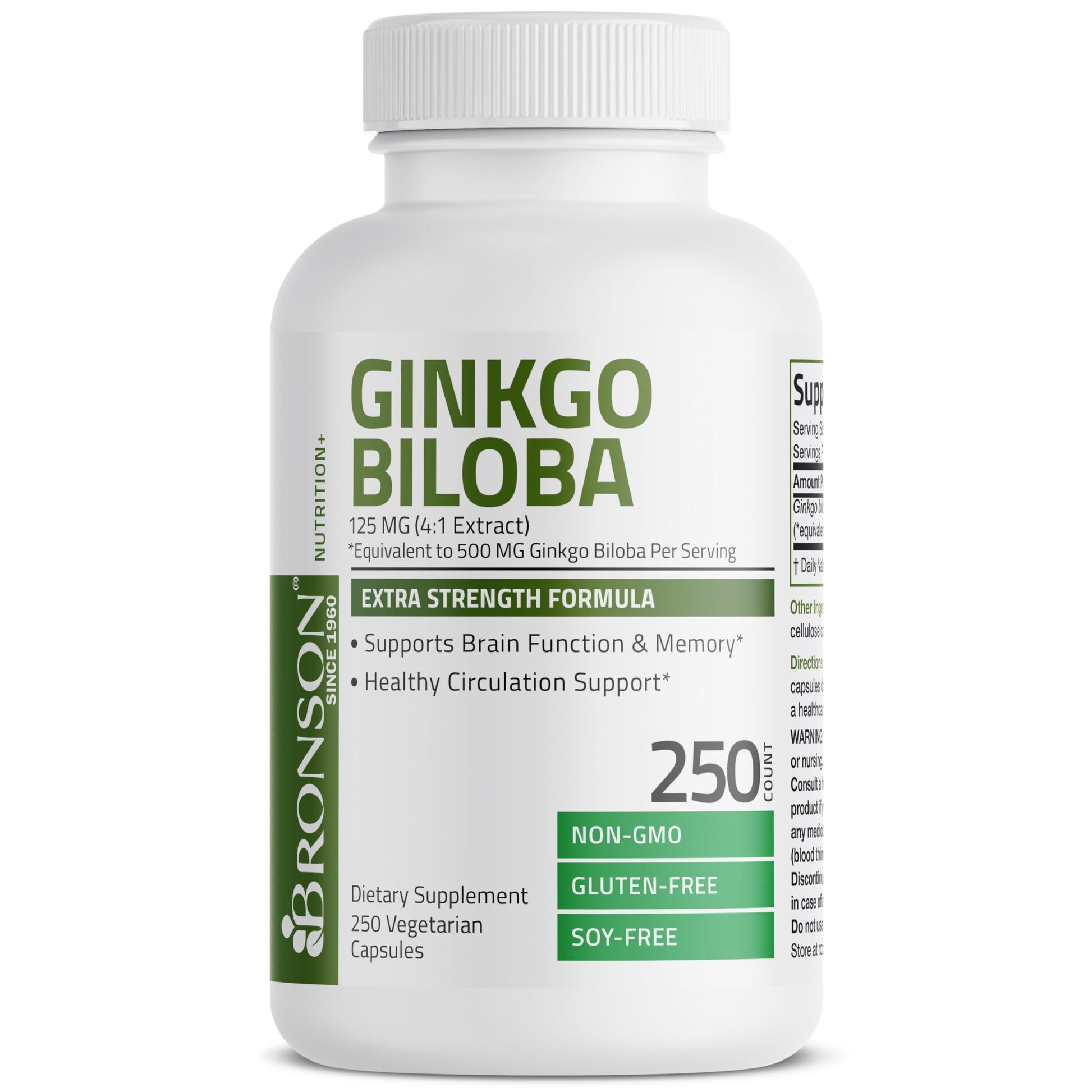 Bronson Ginkgo Biloba Extra Strength 125mg (4:1 Extract) Equivalent to 500mg Bronson Au supplements