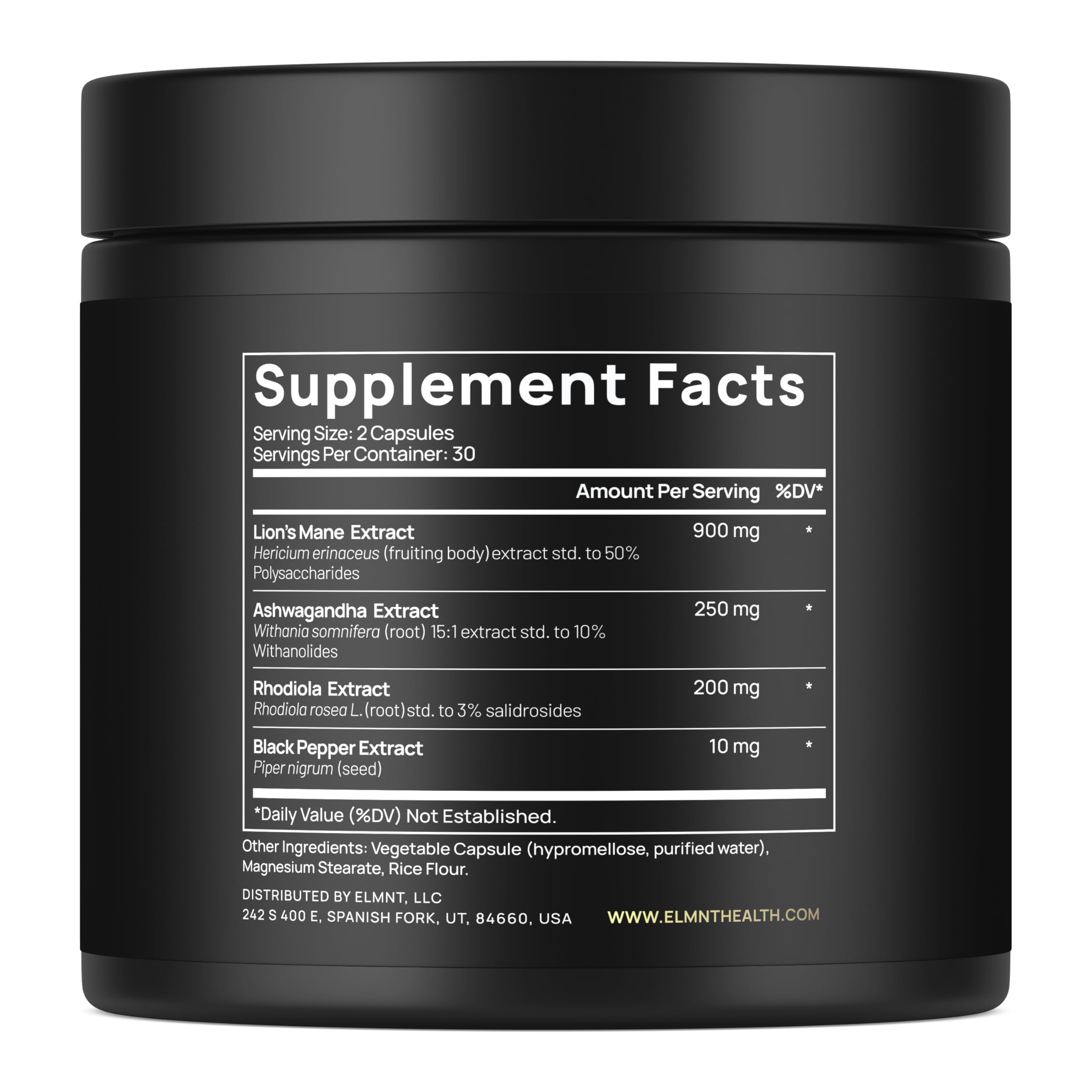 16x Strength Lions Mane Supplement Capsules Super Nootropic w. Ashwagandha & Rhodiola - Highest Potency 16:1 Lion's Mane Mushroom Extract 50% Polysaccharides