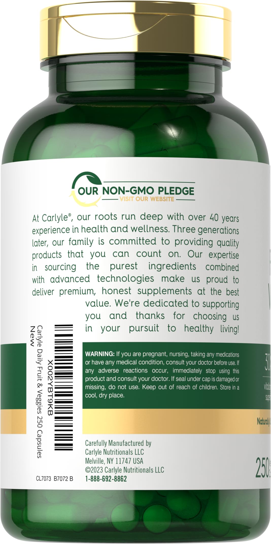 Carlyle Fruits and Veggies Supplement | 250 Capsules | Made with 30 Fruits and Vegetables | Vegetarian, Non-GMO, Gluten Free Superfood Formula Carlyle Au supplements