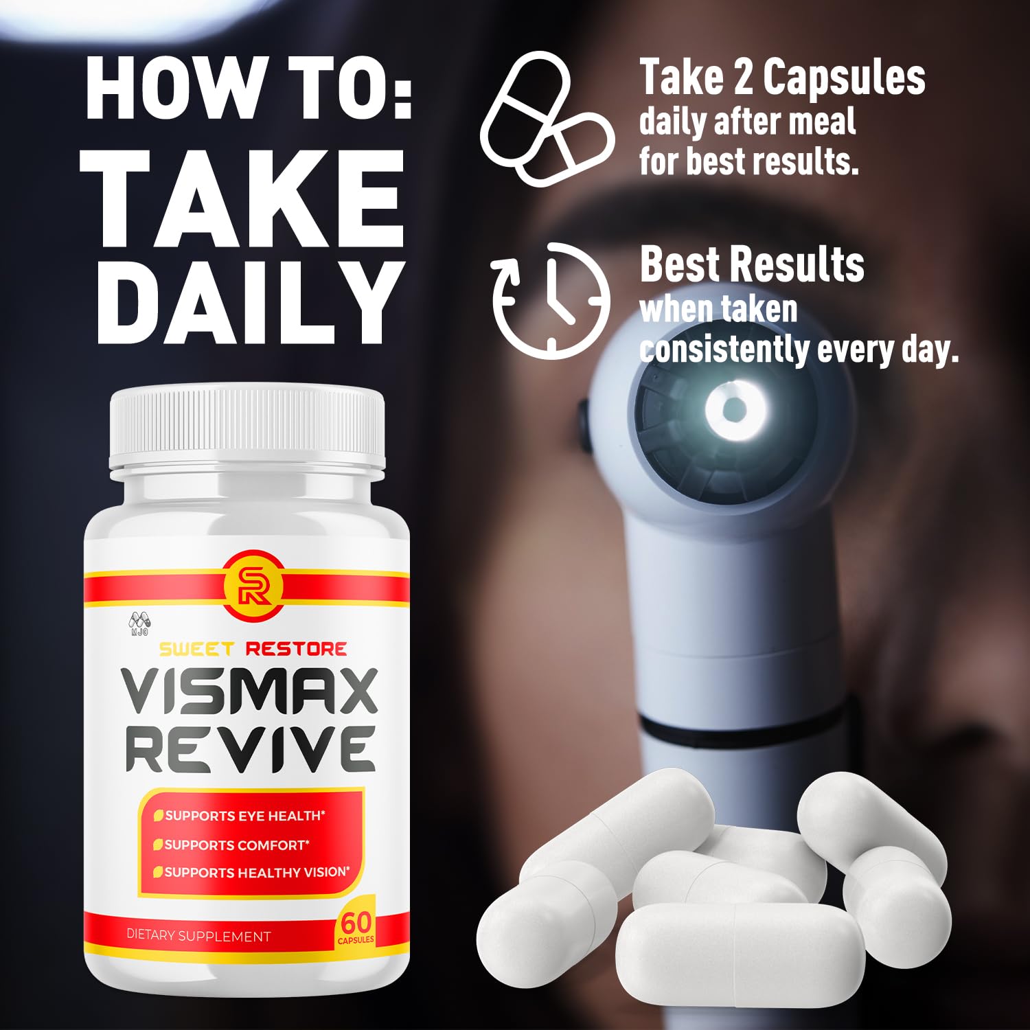 Vismax Revive Capsules, Official VismaxRevive Vision Support Supplement with All Natural Ingredients, Advanced Eye Health Formula and Vision Vitamin Supporting Wellness Naturally (60 Capsules) MJO Au supplements