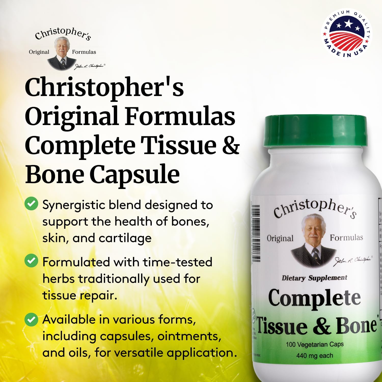 Christopher's Original Formulas Complete Tissue & Bone Formula – 100 VCaps | Herbal Support for Bones & Connective Tissue - Pack of 2 Christopher's Original Formulas Au supplements
