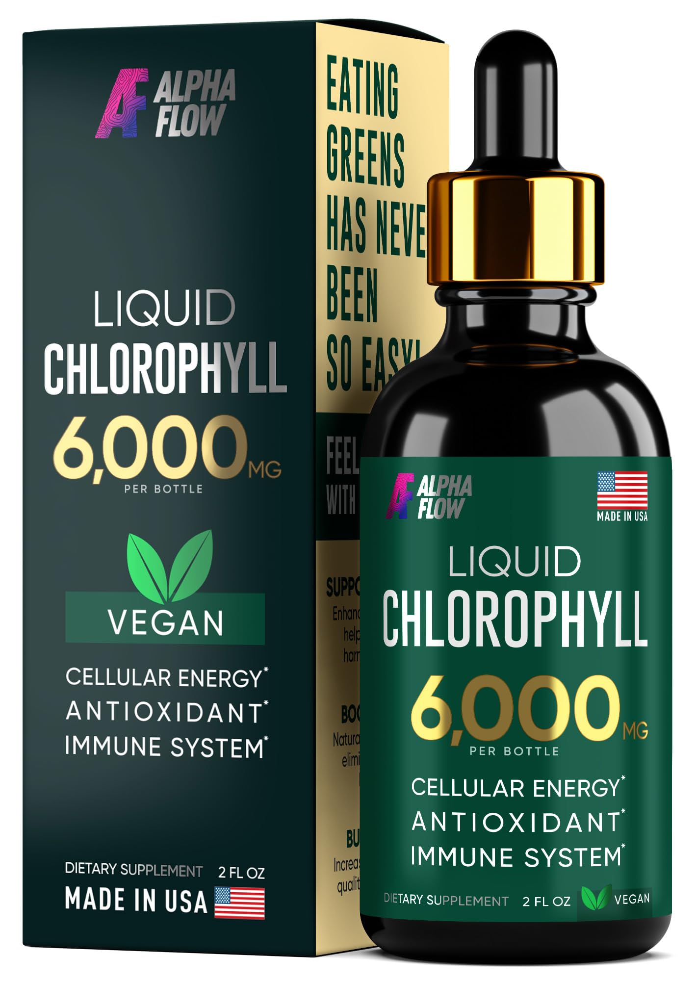 Chlorophyll Liquid Drops 6000 mg - Premium Liquid Chlorophyll Supplement - All-in-One Alpha Flow Au supplements