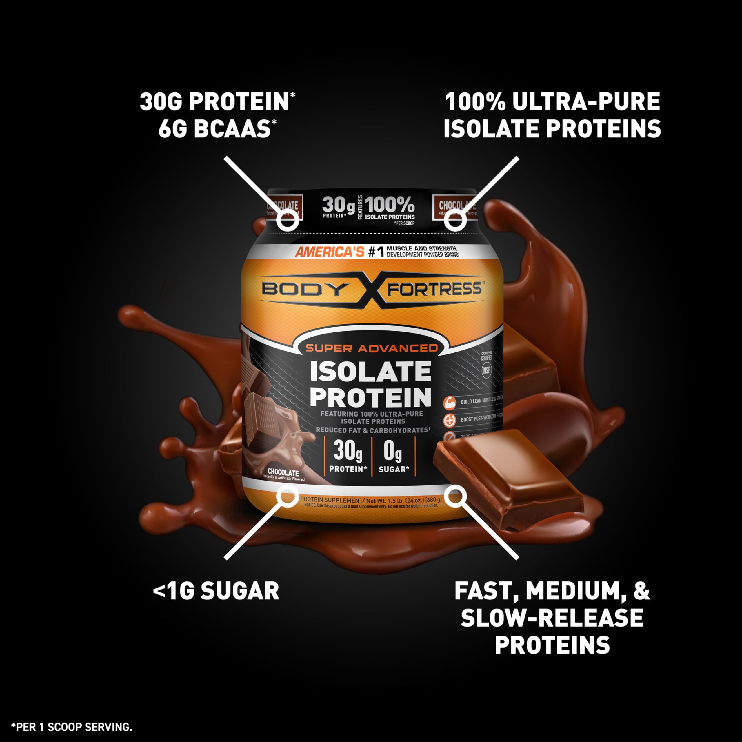 Body Fortress Super Advanced Isolate Protein, Chocolate Protein Powder Supplement Body Fortress Au supplements