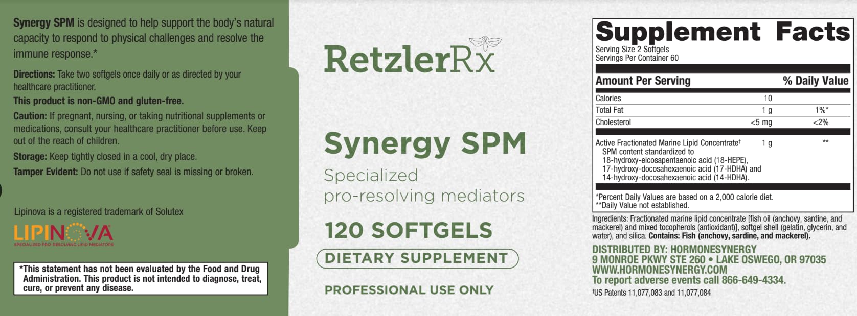 Specialized Pro Resolving Mediators - Synergy SPM by RetzlerRx® - SPM's for Joint Comfort, Tissue Health & Minor Discomfort Relief* - Non-GMO - Gluten Free - 120 Softgels HormoneSynergy Au supplements