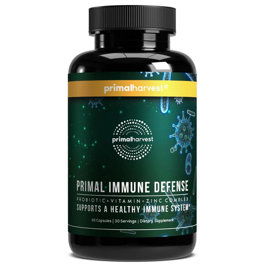 Primal Harvest Immune Defense 10-in-1 Supplement with Probiotics, Zinc, and Vitamins C, D3, K2, B6 Daily Immune Support for Adults Primal HarvestAU supplements