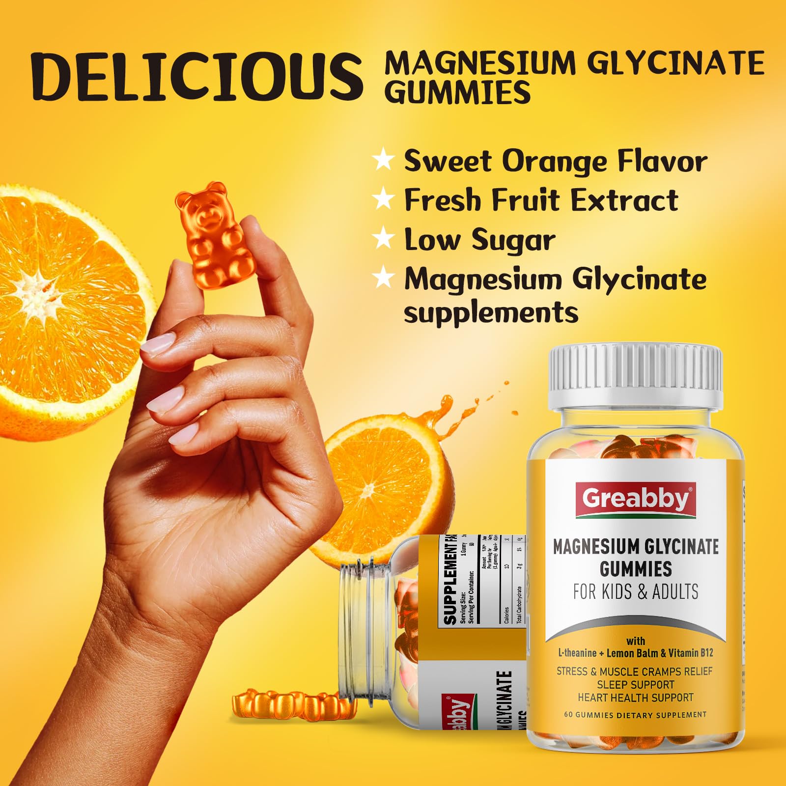 Magnesium Glycinate Gummies for Kids & Adults - Magnesium Glycinate 300mg Chewable Supplement - Promotes Sleep, Muscle, Relaxation (60Count) GREABBY Au supplements