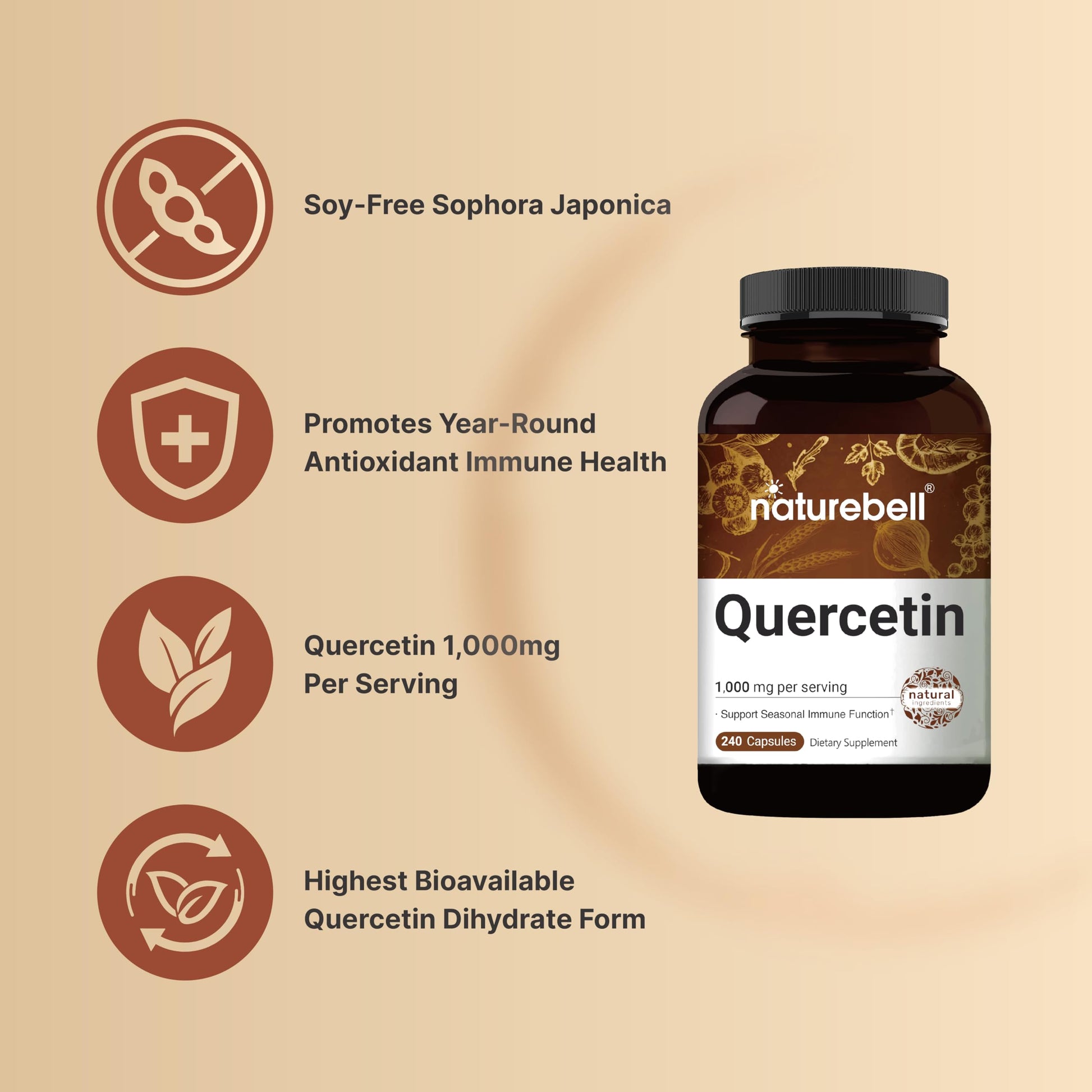 NatureBell Quercetin 1000mg Per Serving | 240 Capsules, Ultra Strength Quercetin NatureBell Au supplements