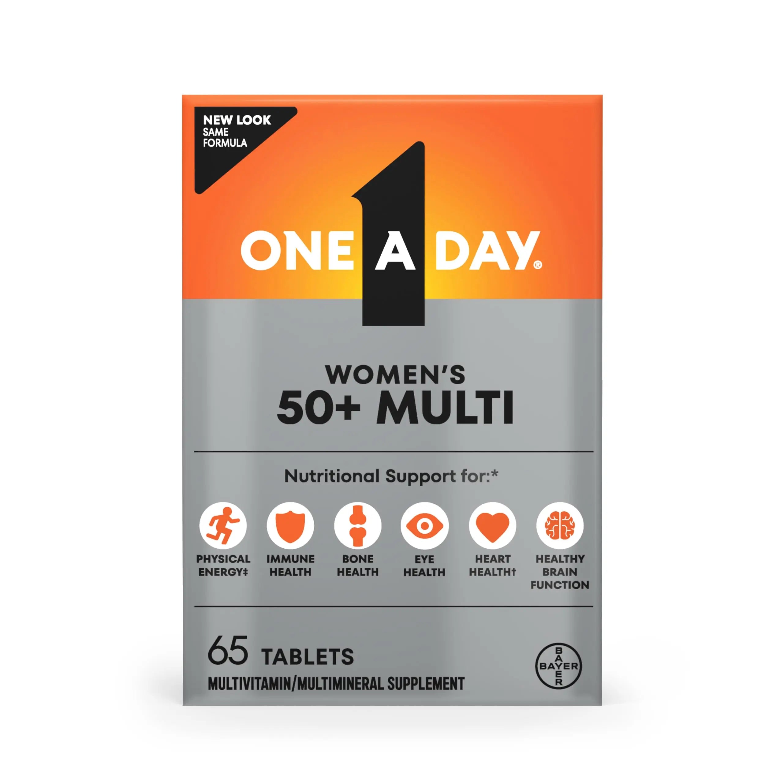 One A Day Multivitamin for Women 50 and Over Tablets, Womens Multivitamin 50 plus with Vitamins D, C, E, Zinc & Biotin, Daily Vitamins for Woman 50+, 65 Ct ONE A DAY Au supplements