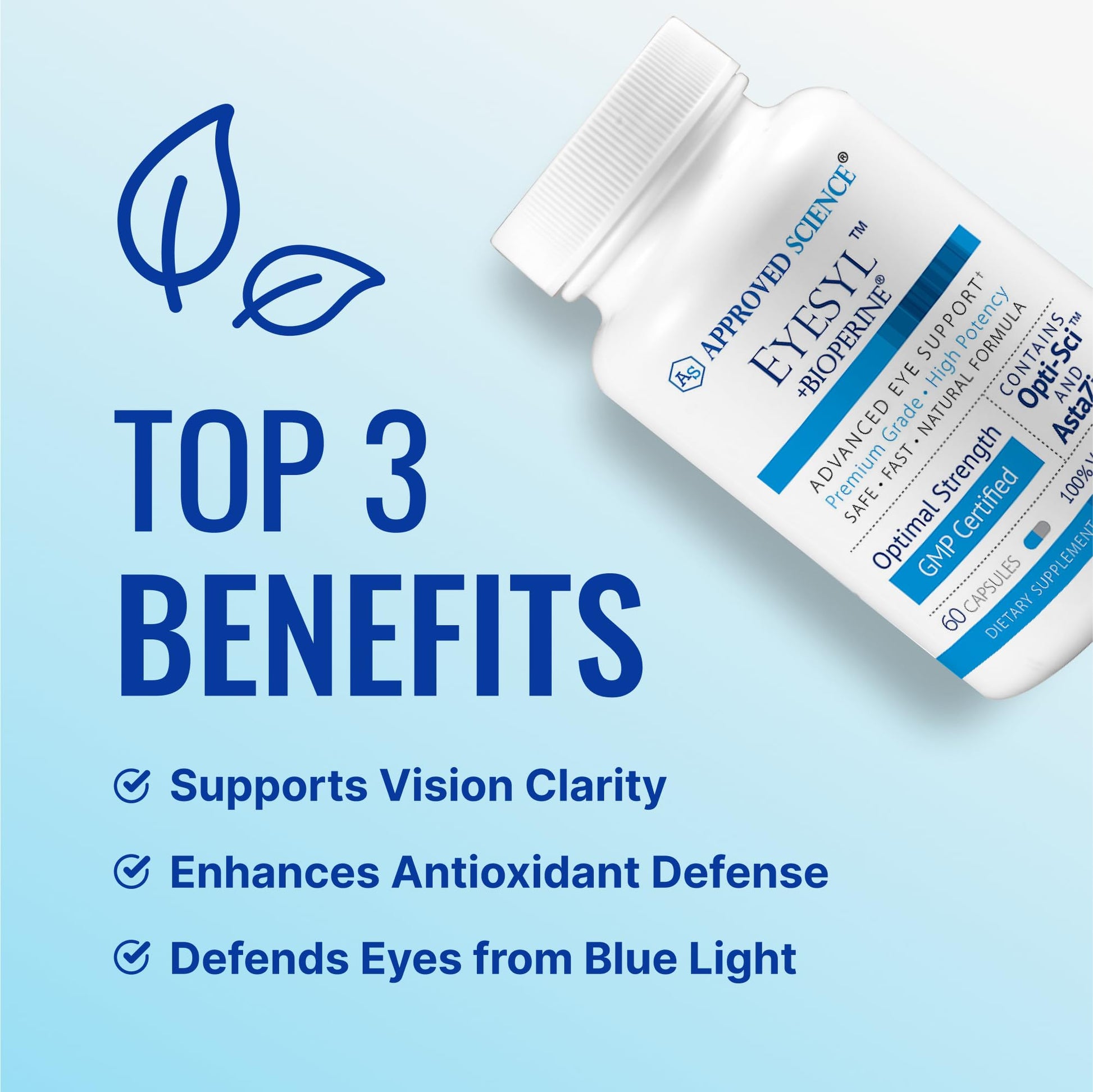 Approved Science EyeSyl - Eye Support Supplement - Chromium Picolinate, Taurine, Lutein, Zeaxanthin, Bilberry, BioPerine - 1 Month Supply - 60 Capsules - Made in The USA Approved Science Au supplements
