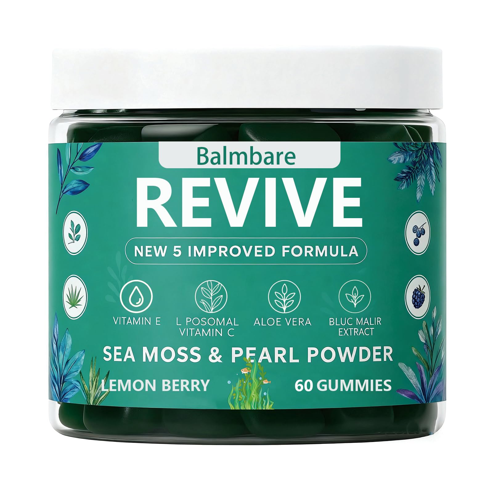 Balmbare Revive Gummies for Hair Loss, with Organic Irish Sea Moss Pearl Powder, Vitamins C & E, Aloe Vera - Supports Healthy Hair, Skin & Nails Growth (1pcs) ReviveNerve Au supplements