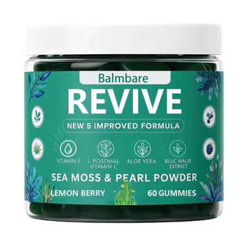 Balmbare Revive Gummies for Hair Loss, with Organic Irish Sea Moss Pearl Powder, Vitamins C & E, Aloe Vera - Supports Healthy Hair, Skin & Nails Growth (1pcs) ReviveNerve Au supplements