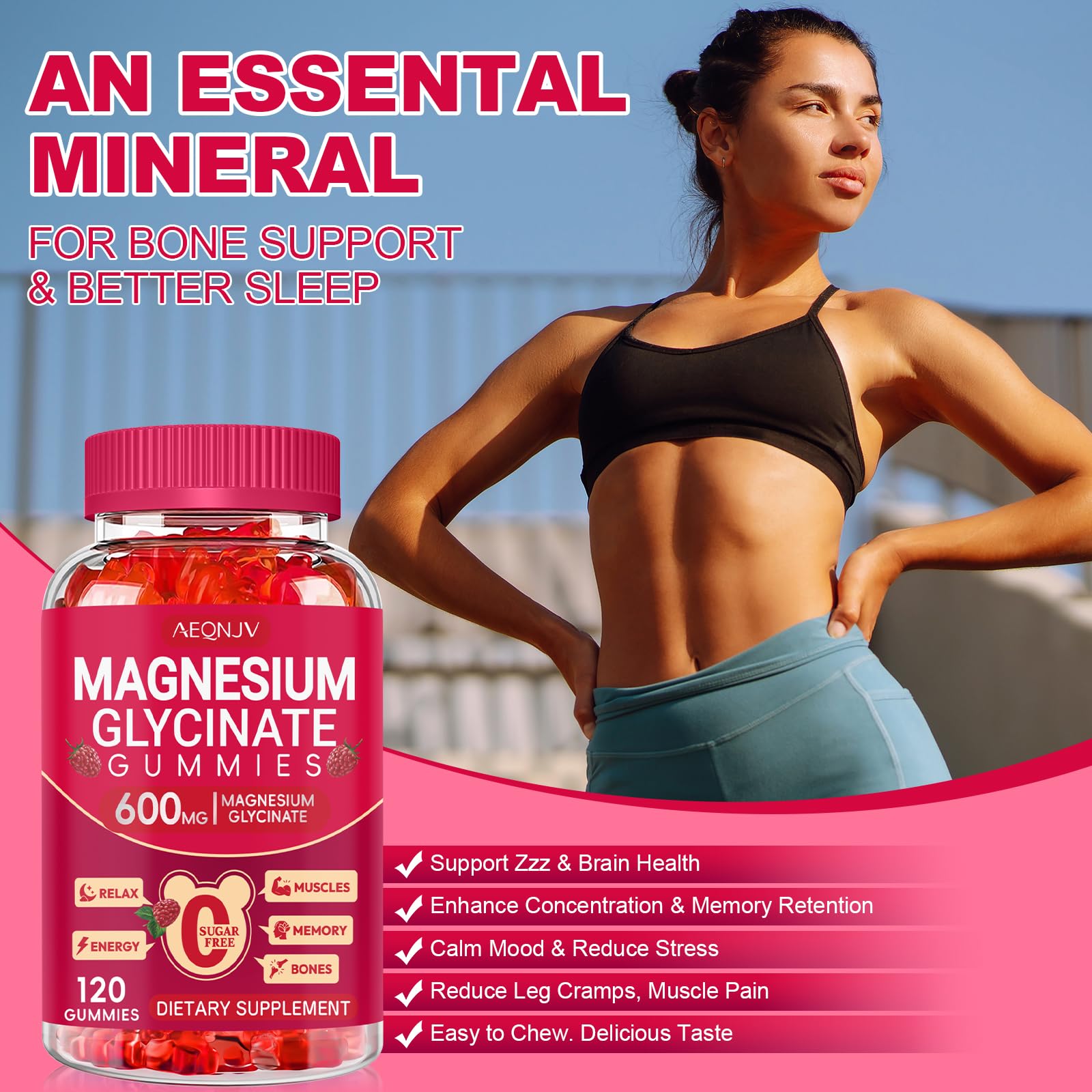 Magnesium Glycinate Gummies 600mg, Sugar Free Magnesium Gummies for Adults, Chewable Potassium Supplements for Body Support, Zzz and Relaxation, 120 Count AEQNJV Au supplements