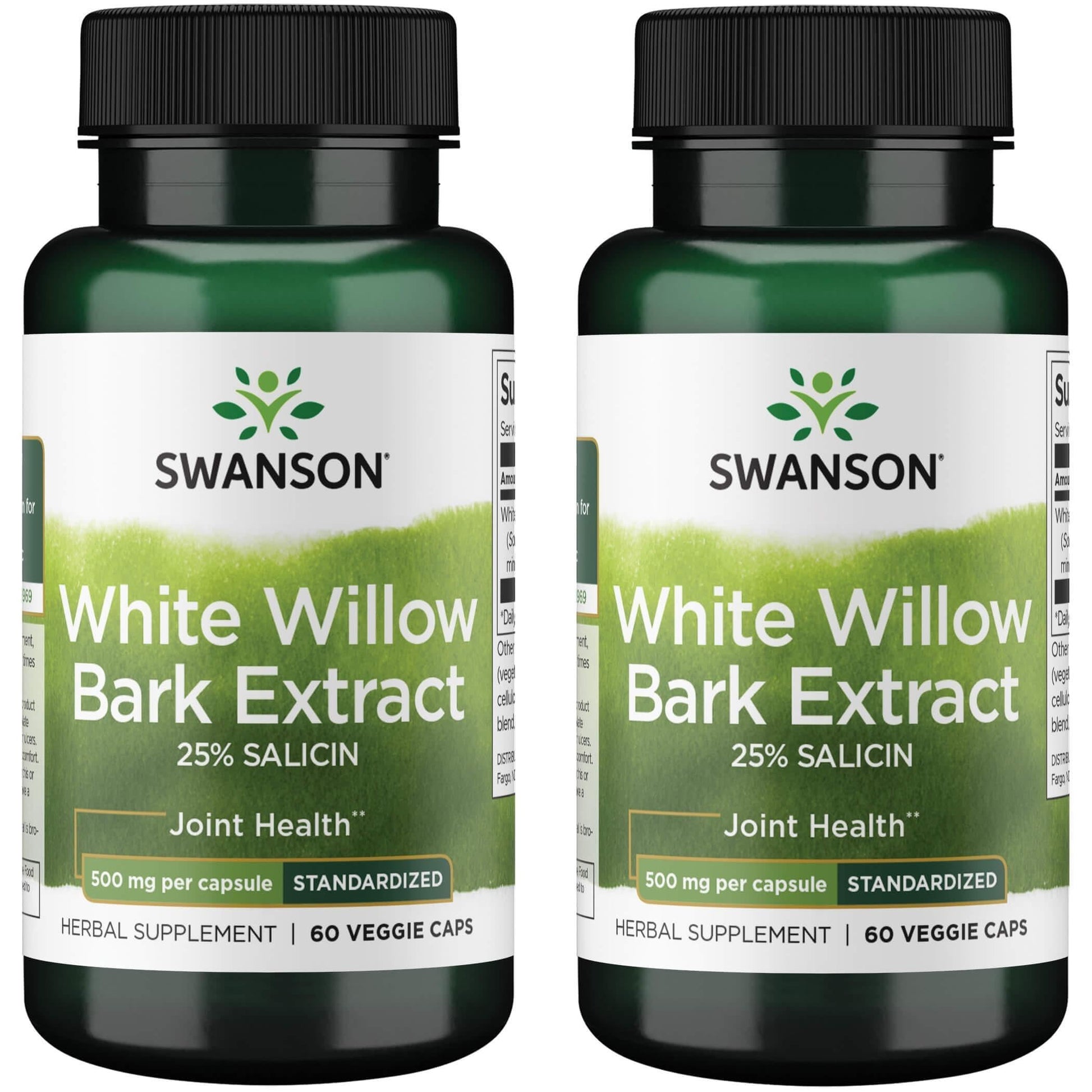 Swanson Maximum Strength White Willow Bark Extract-Promotes Joint Support & Muscle Relief-Standardized to 25% Salicin-Natural Supplement with No Stomach Irritation (60 Veggie Caps, 500mg Each) 2 Pack Swanson Au supplements