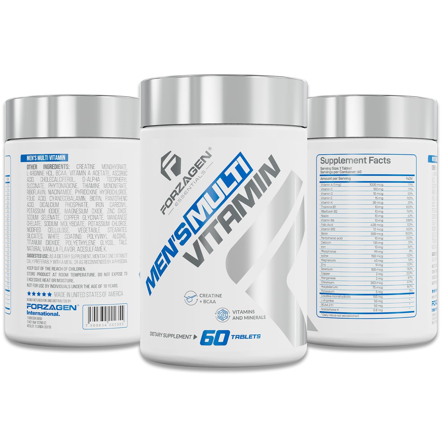 Forzagen Essentials Men's Multivitamin with Creatine and BCAA, Complete Vitamin and Mineral Complex, 60 Tablets Forzagen Au supplements