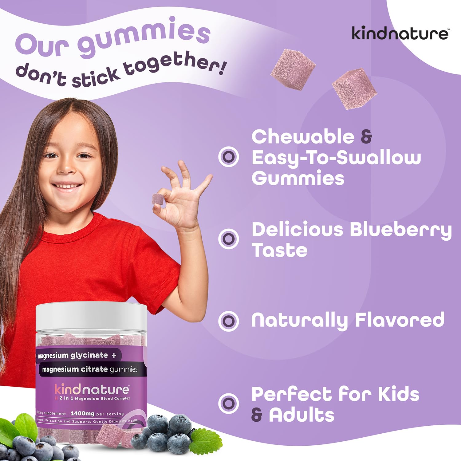KINDNATURE Magnesium Glycinate & Citrate Gummies – Calm Magnesium Complex for Sleep, Stress, Cramps & Digestion – Chewable Vegan Magnesium Supplement for Women, Teens, Adults – 60 Ct kindnature Au supplements