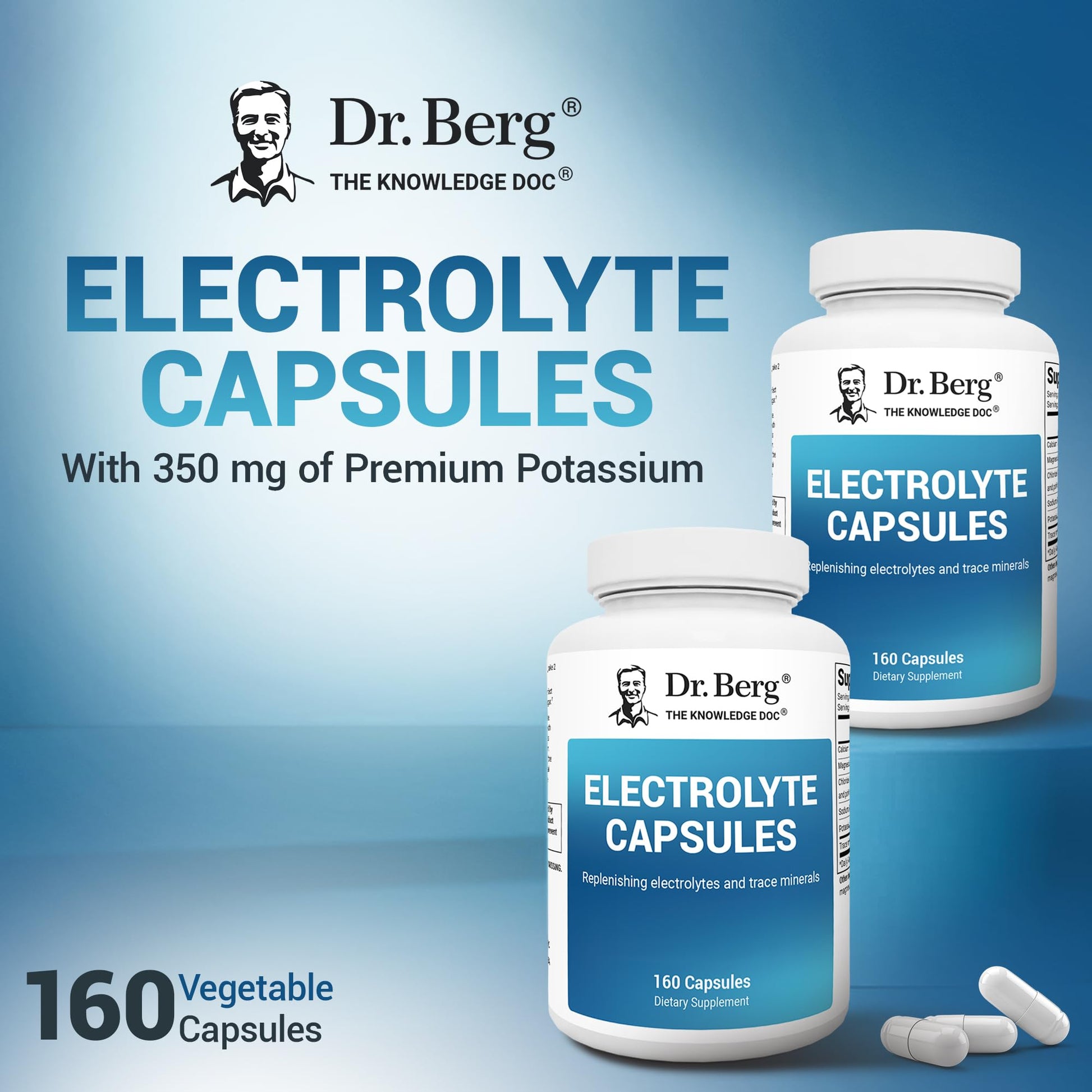 Dr. Berg Electrolyte Capsules - Electrolyte Supplements for Supporting Energy, Endurance, and Hydration - Sugar Free, No Maltodextrin, Keto Friendly - 160 Caps Dr. Berg Nutritionals Au supplements
