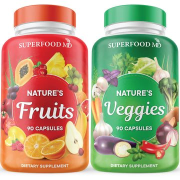 Superfood MD Fruits & Veggies Supplement - Whole Food Natural Superfoods - with Beta Carotene - Soy Free- 90 Count (Pack of 2) Superfood MD Au supplements