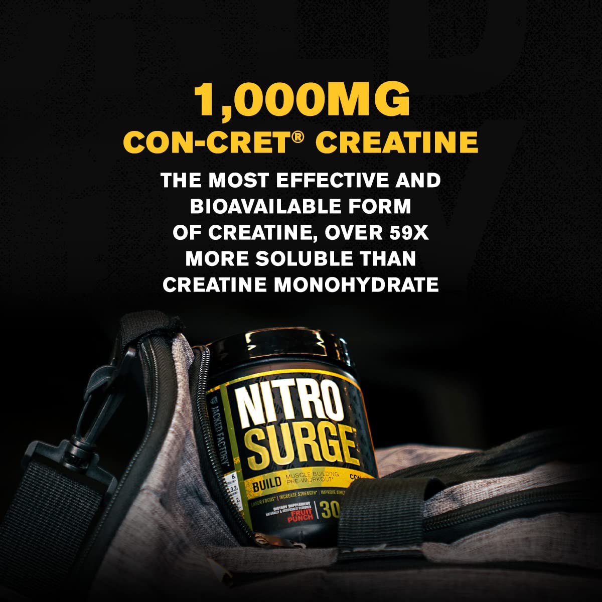 Jacked Factory Nitrosurge Build Pre Workout with Creatine for Muscle Building - Con Cret Jacked Factory Au supplements