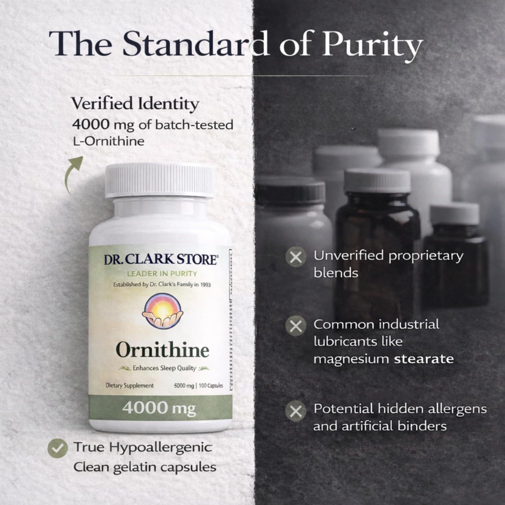 Dr Clark Ornithine Dietary Supplement - Gluten Free, Natural Sleep Aid, Promotes Protein Metabolism, Cleansing and Detoxification, 500mg, 100 Gelatin Capsules Dr Clark Store Au supplements