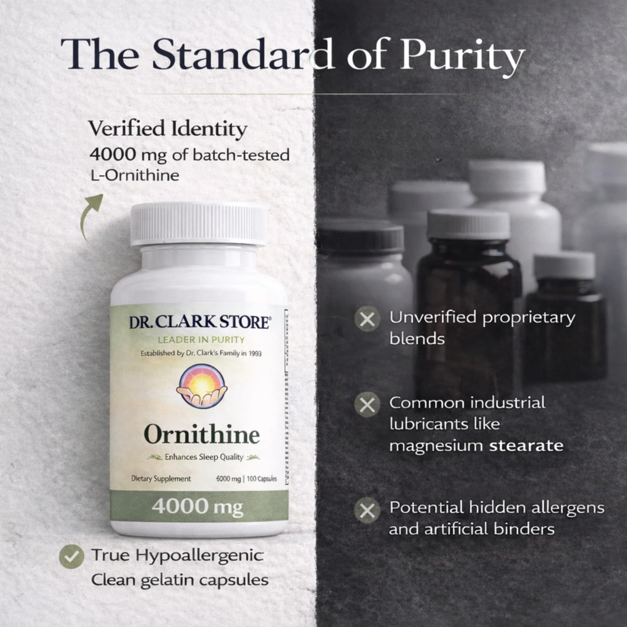 Dr Clark Ornithine Dietary Supplement - Gluten Free, Natural Sleep Aid, Promotes Protein Metabolism, Cleansing and Detoxification, 500mg, 100 Gelatin Capsules Dr Clark Store Au supplements