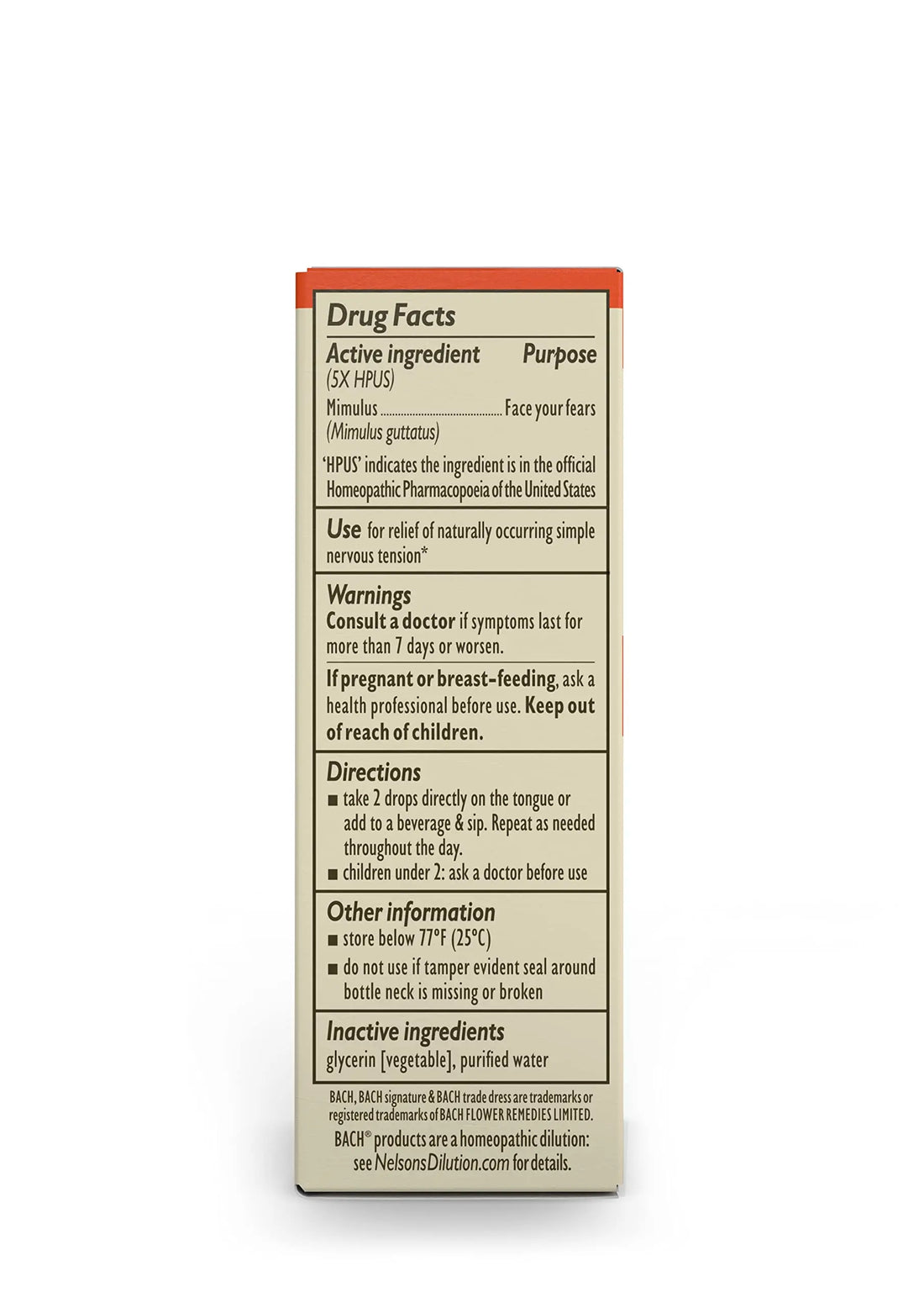 Bach Original Flower Remedies, Mimulus for Facing Fears (Non-Alcohol Formula), Natural Homeopathic Bach uk supplements
