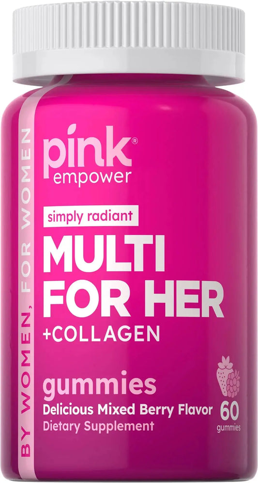 PINK Multivitamin Gummies for Women | Non-GMO & Gluten Free | Plus Collagen & Biotin | Mixed Berry Flavor PINKAU supplements