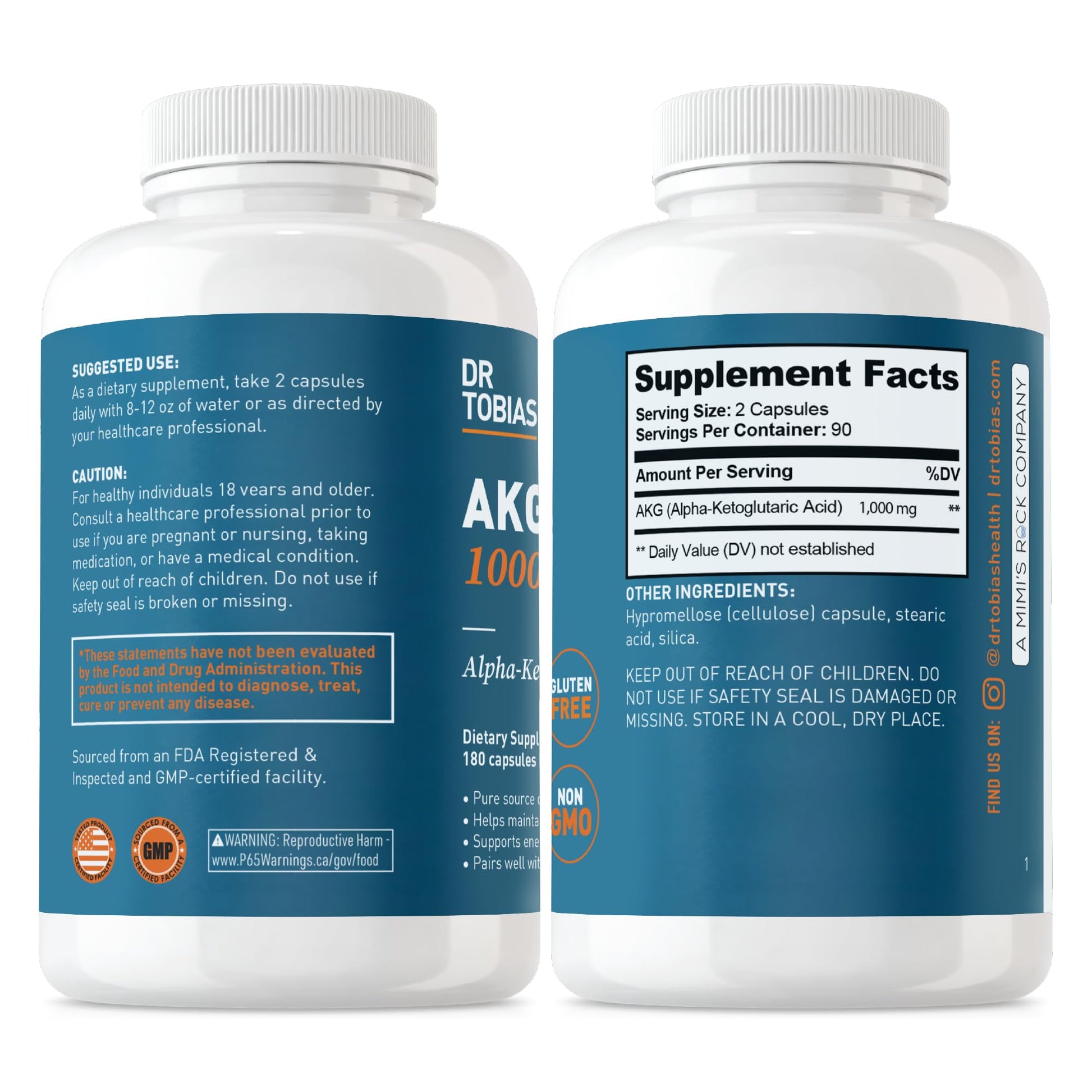Dr. Tobias AKG Supplement & Joint Support Supplement - Supports Energy, Muscles, Cartilage & Joint Health, Non-GMO Dr. Tobias Au supplements