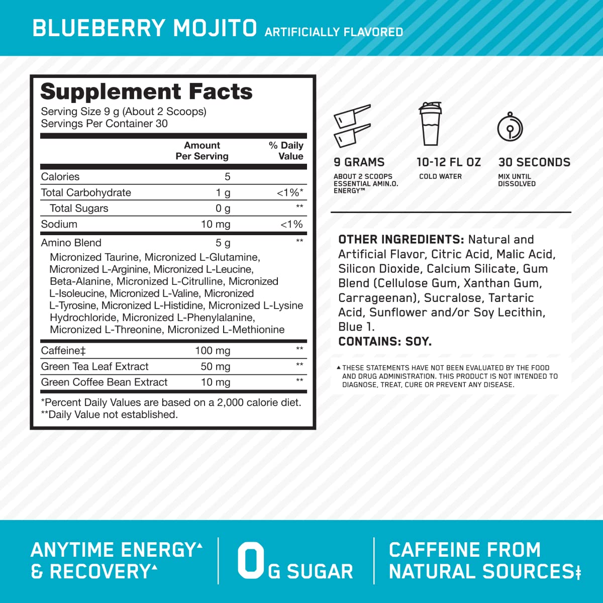 Optimum Nutrition Amino Energy - Pre Workout with Green Tea, BCAA, Amino Acids Optimum Nutrition Au supplements