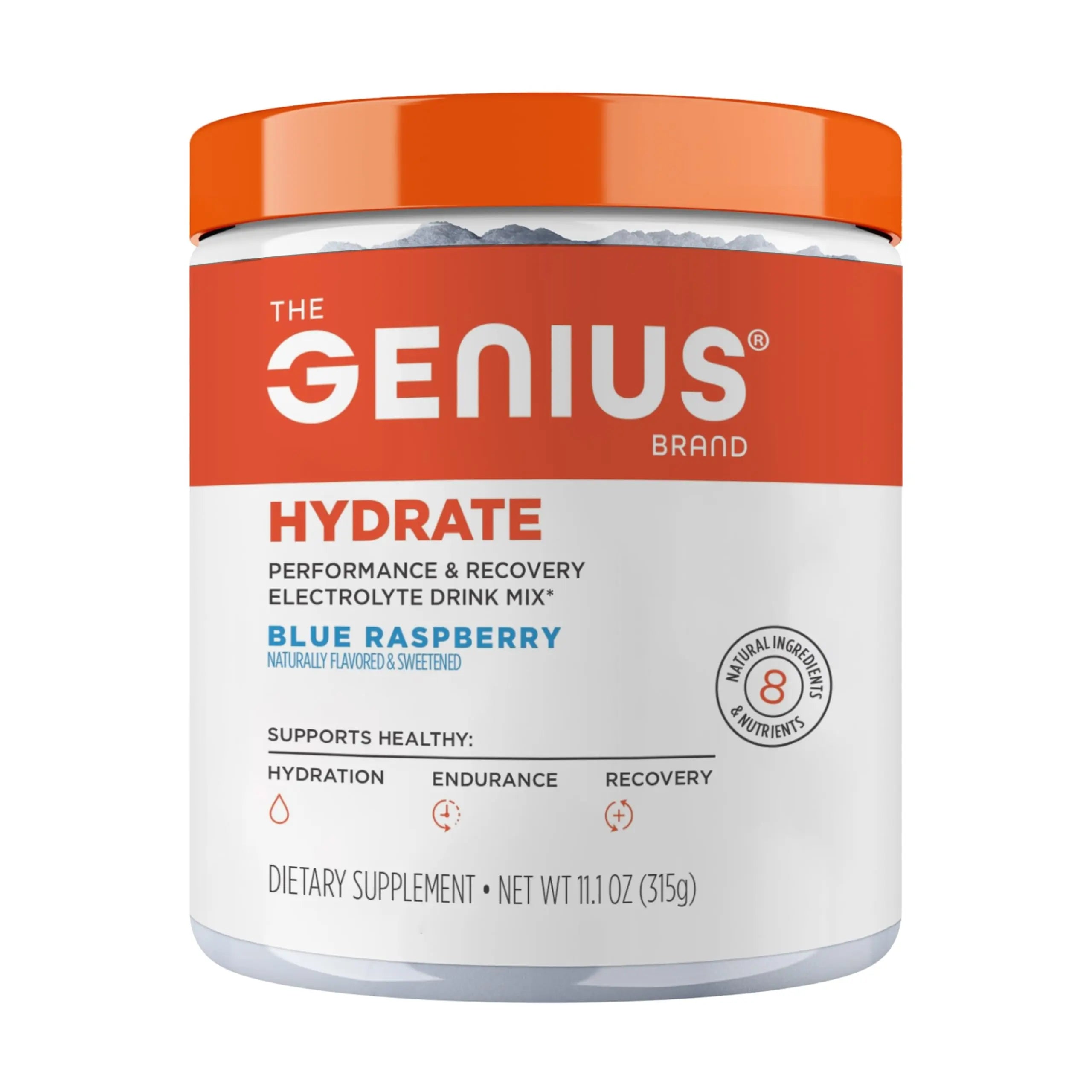 The Genius Brand Genius Hydrate - Electrolyte Supplement for Daily Hydration - Coconut Water - Sugar-Free - 8 Essential Minerals & Nutrients - Non-GMO - Blue Raspberry - 50 Servings The Genius Brand Au supplements