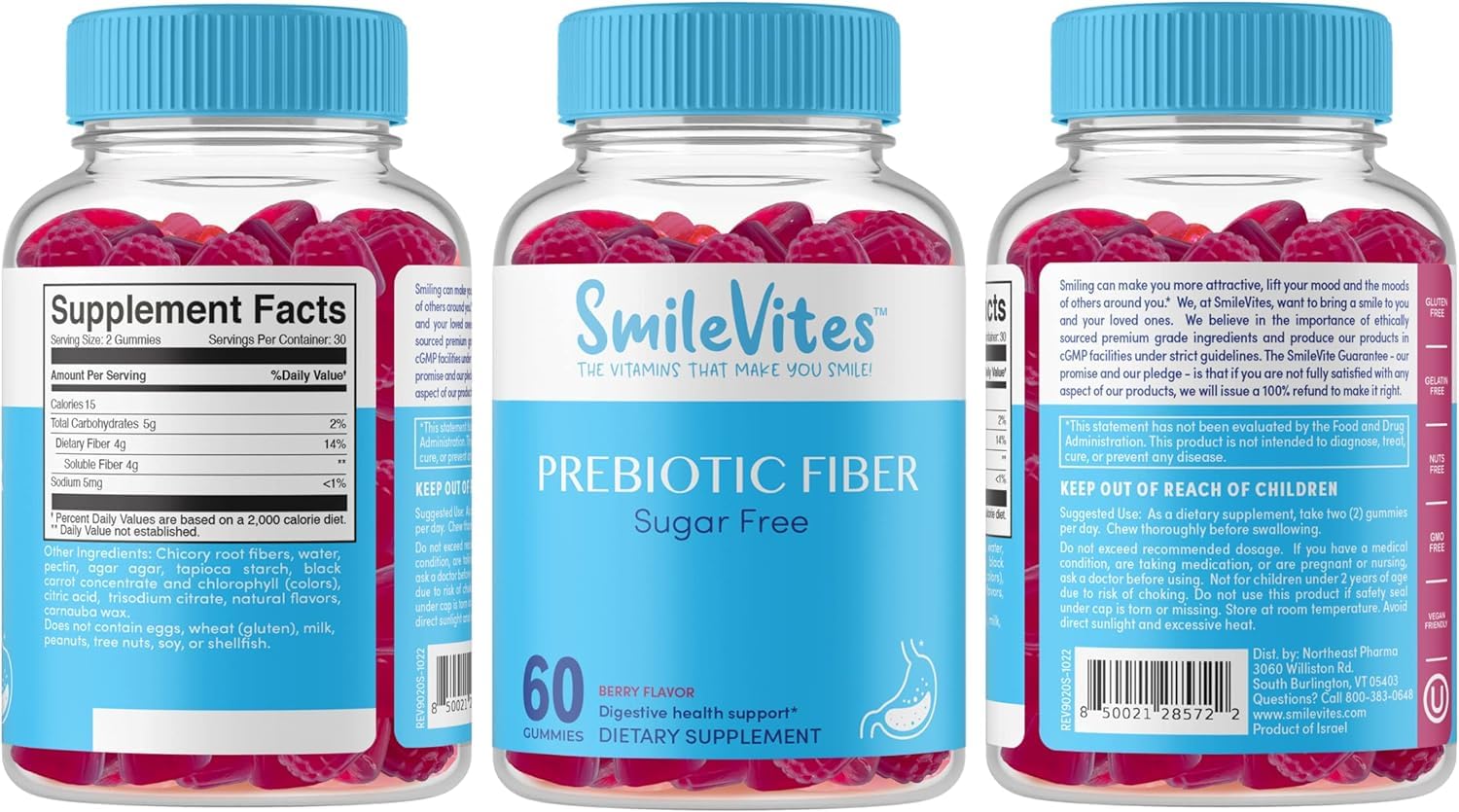 SmileVites Prebiotics Fiber Gummy Digestive Health - Vegan Friendly, GMO Free, Kosher Heartland Pharma Au supplements