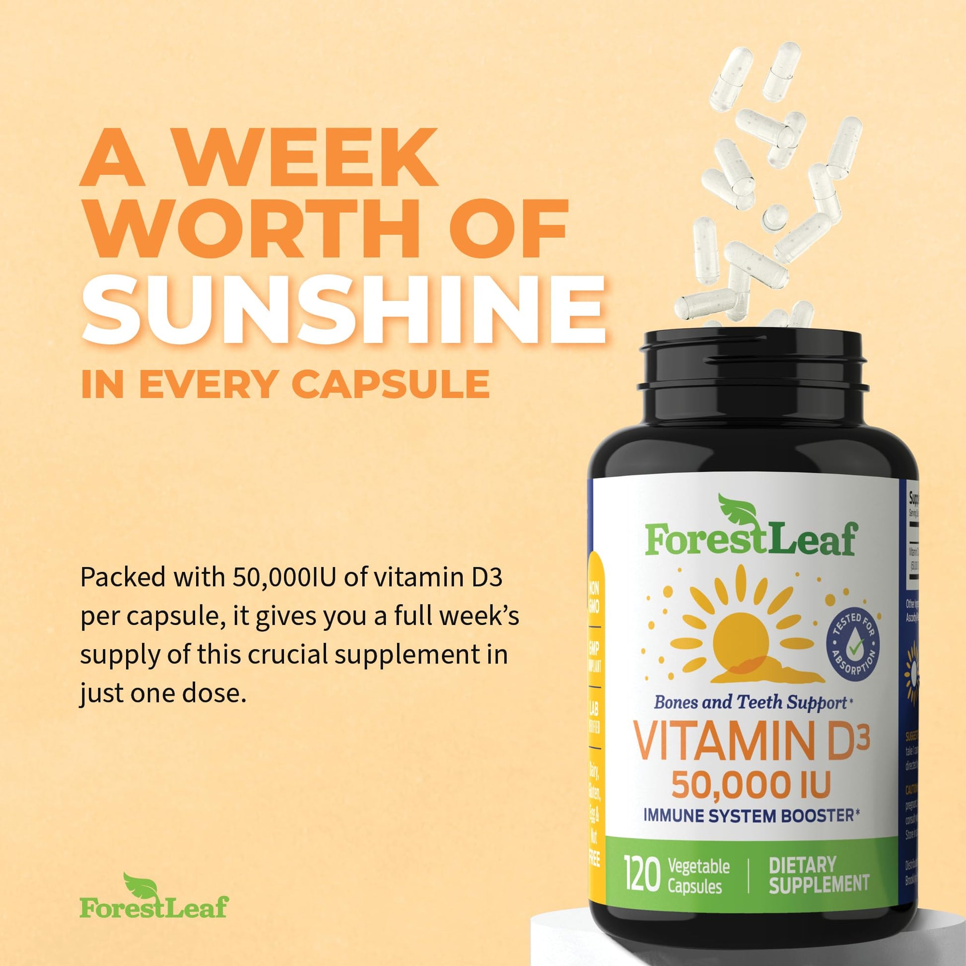 ForestLeaf - Vitamin D3 IU Weekly Supplement - (50,000 IU - 120 Count - 2 Pack) ForestLeaf Au supplements
