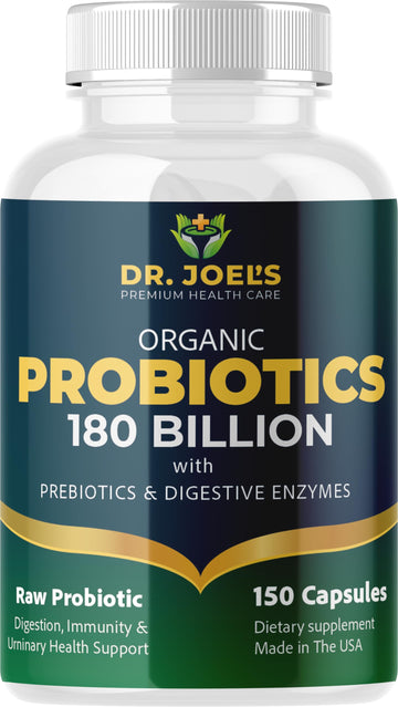 Organic Probiotics 180 Billion CFU - 40 Strains Vegan Probiotics + Prebiotics + Digestive Enzymes - Gut & Immune Health - 100% Pure, Maximum Potency