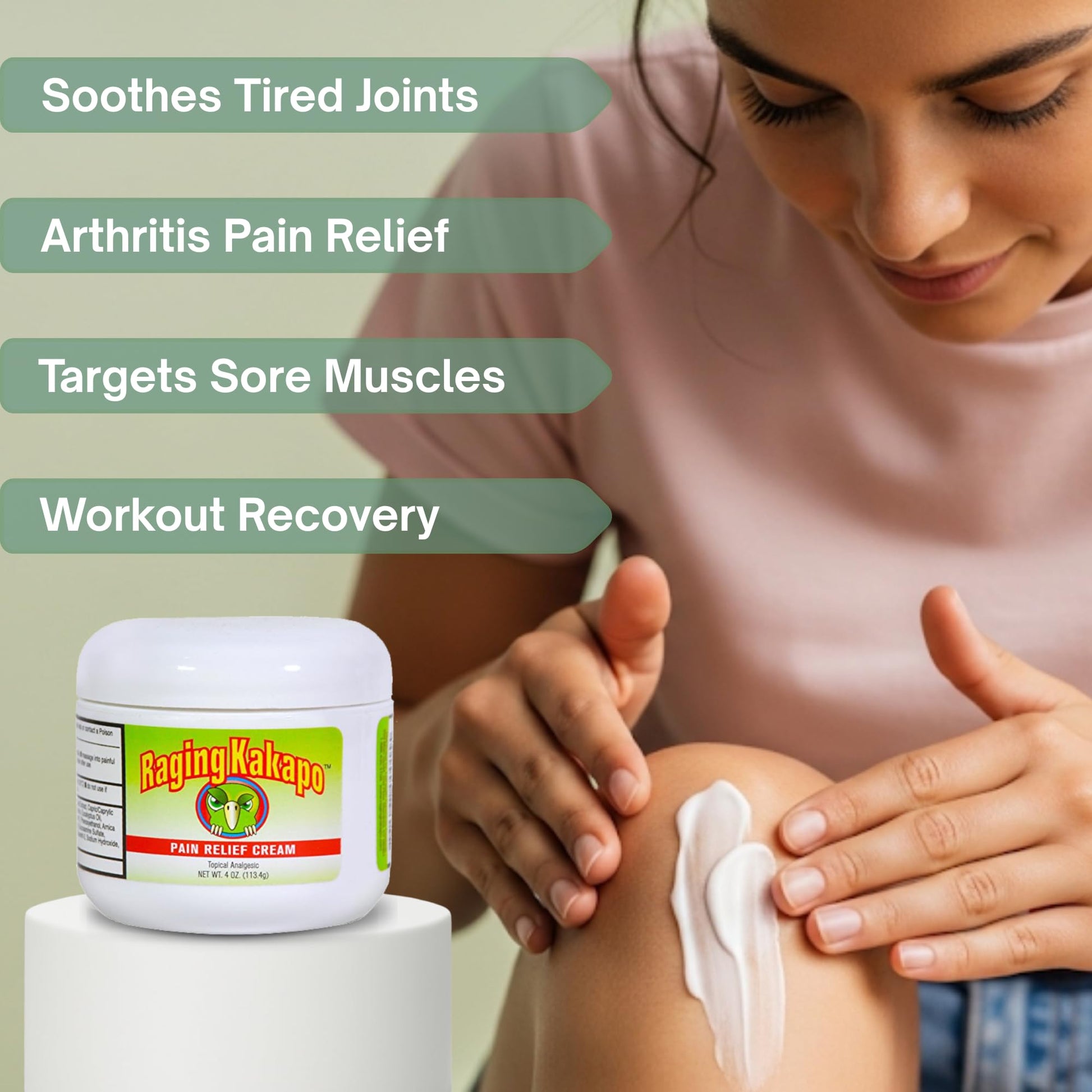 Raging Kakapo Pain Relief Cream 3 Pack - Sore Muscles, Joint Pain & Aches - Odor Free, Non-Greasy Pain Cream - Histamine Dihydrochloride, Capsaicin, Emu Oil, Arnica & More, 4 oz. Jar Raging Kakapo Au supplements
