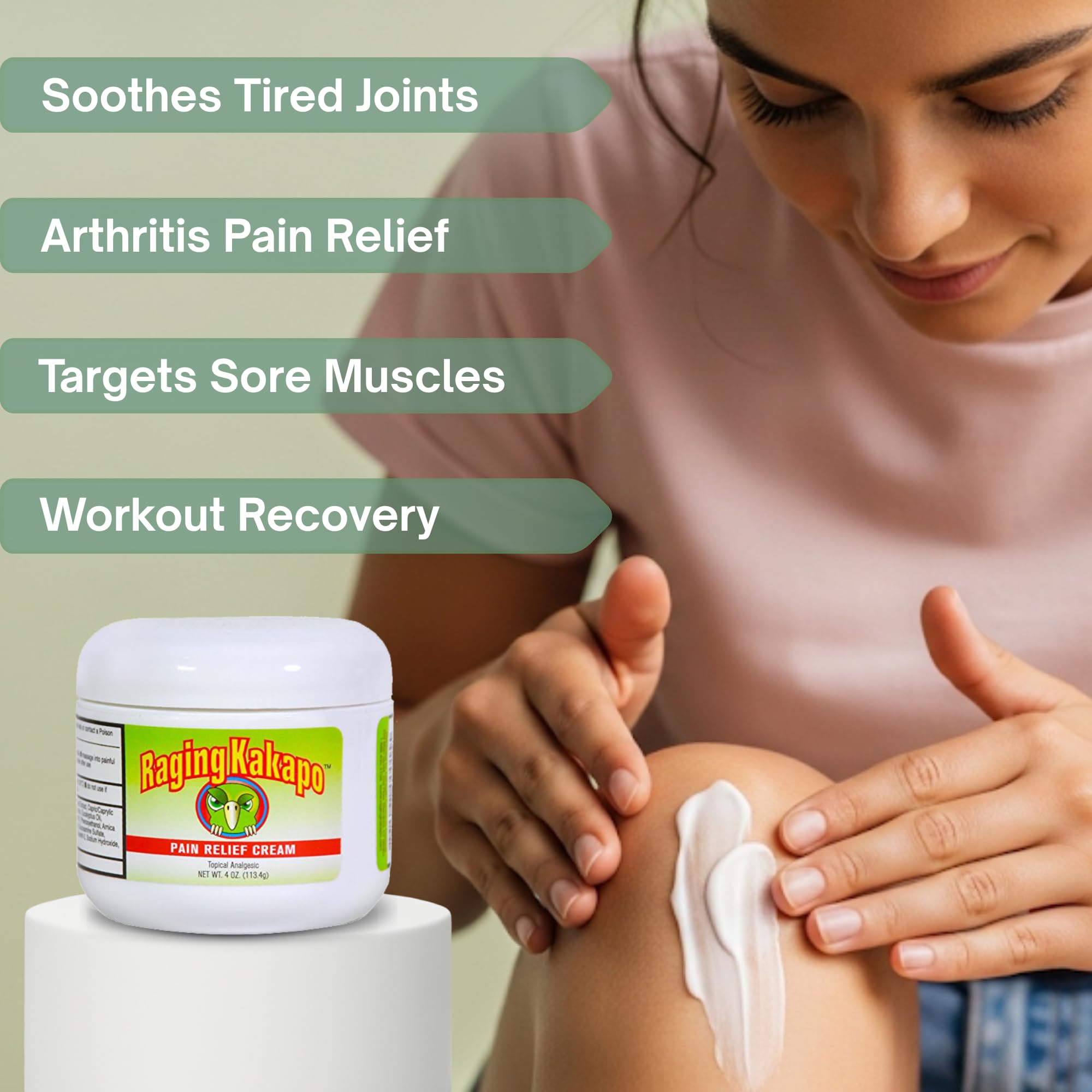 Raging Kakapo Pain Relief Cream - Sore Muscles, Joint Pain & Aches - Odor Free, Non-Greasy Pain Cream - Histamine Dihydrochloride, Capsaicin, Emu Oil & More - 4 oz. Jar Raging Kakapo Au supplements