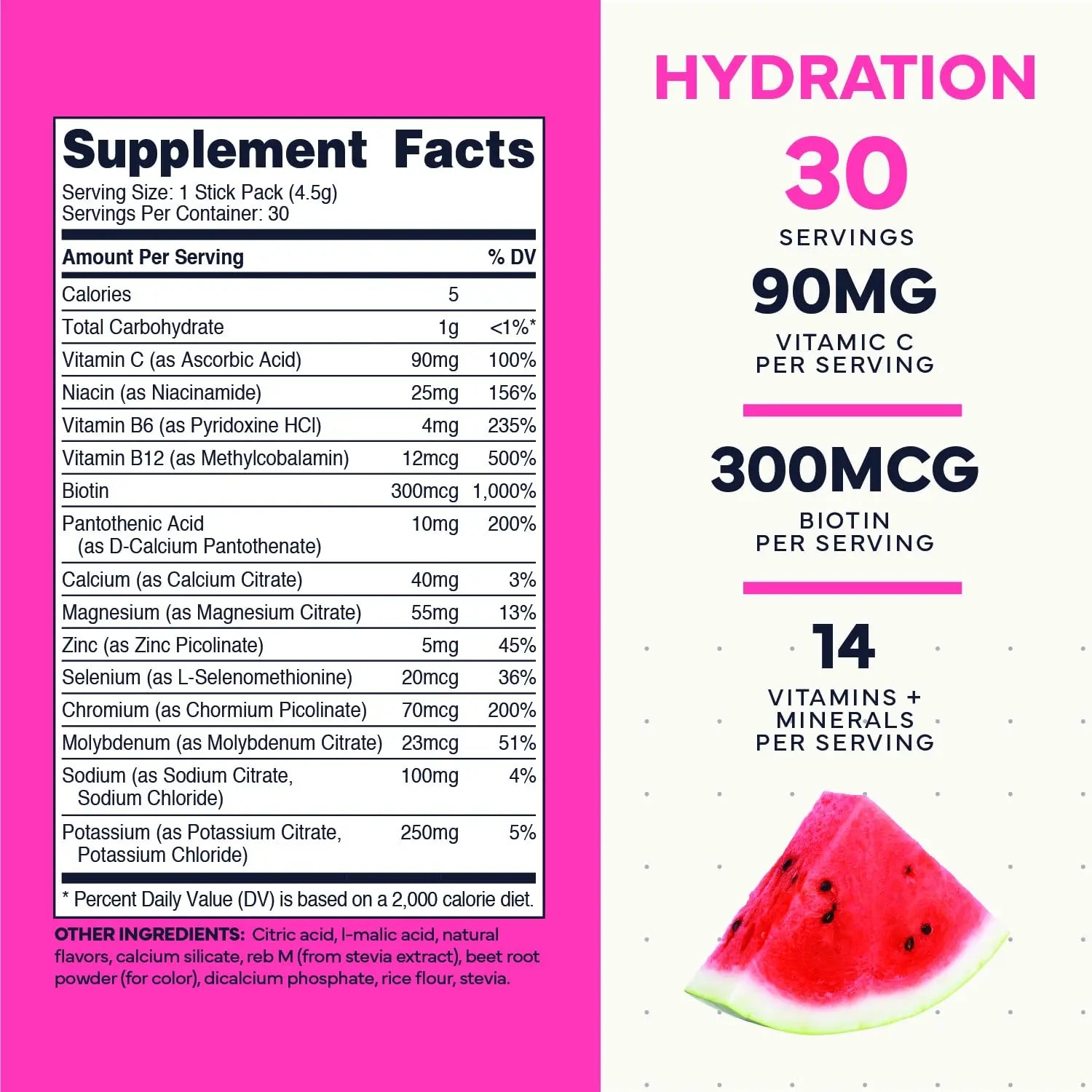 Type Zero Sugar Free Electrolytes Powder Packets + Clean Hydration Powder Stick Packs with 14 Vitamins and Minerals - Watermelon Flavor, 30 Servings Type Zero Au supplements