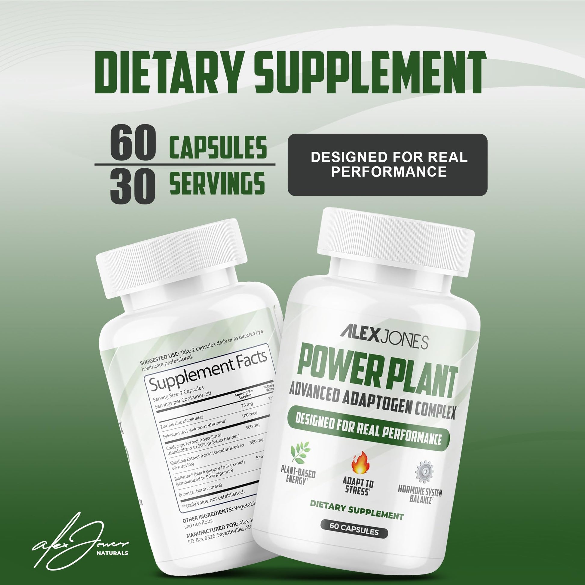 Adaptogenic Mushrooms with Cordyceps & Rhodiola – Daily Blend with Zinc, Selenium & Boron –Vegan Mushroom Capsules Supplement for Active Lifestyles – No Fillers or Additives – 60 Count Alex Jones Naturals Au supplements