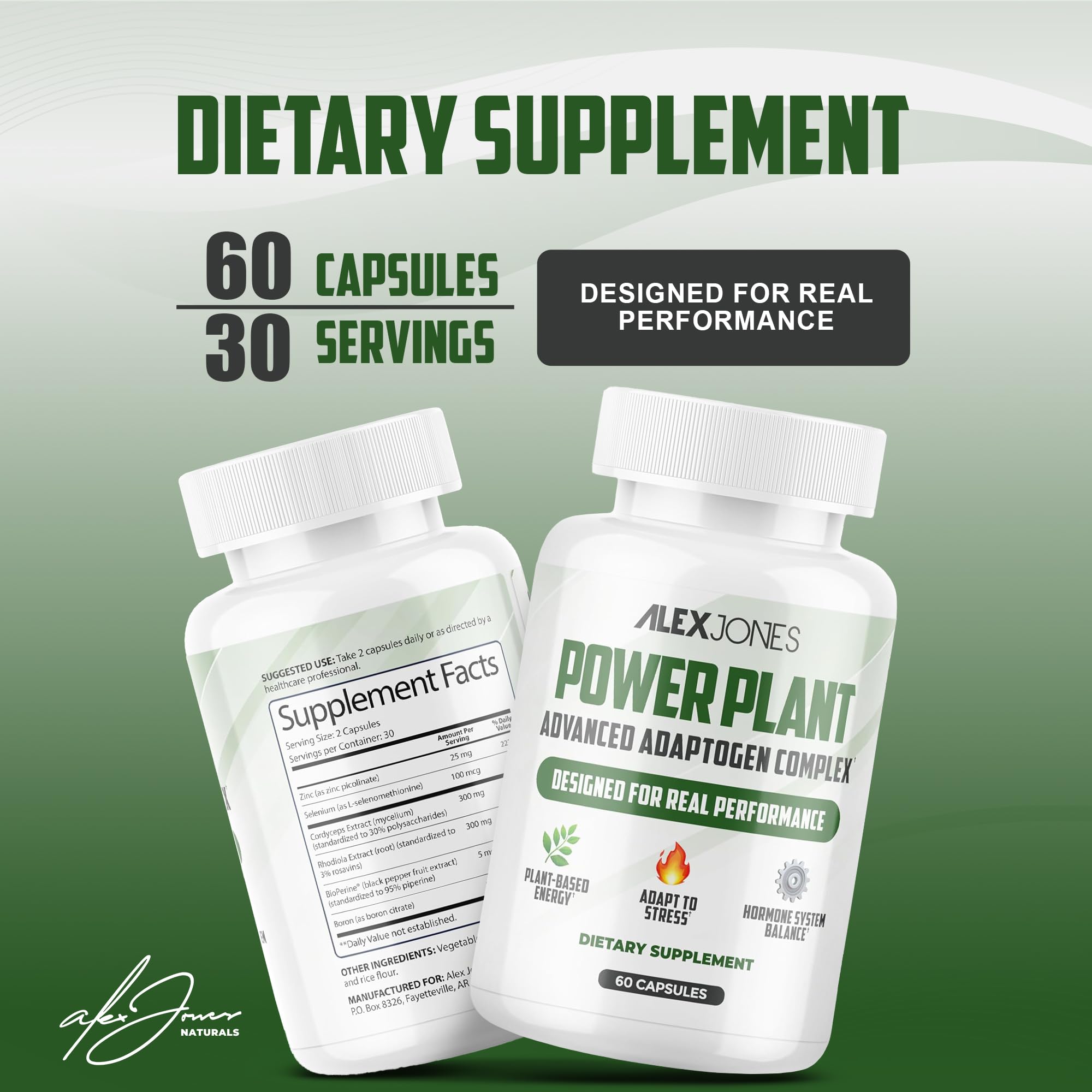 Adaptogenic Mushrooms with Cordyceps & Rhodiola – Daily Blend with Zinc, Selenium & Boron –Vegan Mushroom Capsules Supplement for Active Lifestyles – No Fillers or Additives – 60 Count Alex Jones Naturals Au supplements