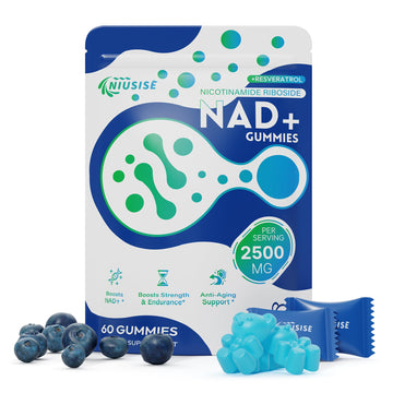 NIUSISE NAD Gummies Sugar Free, NAD+ Supplement with Liposomal Nicotinamide Riboside, Resveratrol, Quercetin, NAD Supplement for Anti-Aging, Energy, Cellular Health, Blueberry Flavor, 60 Gummies NIUSISE Au supplements