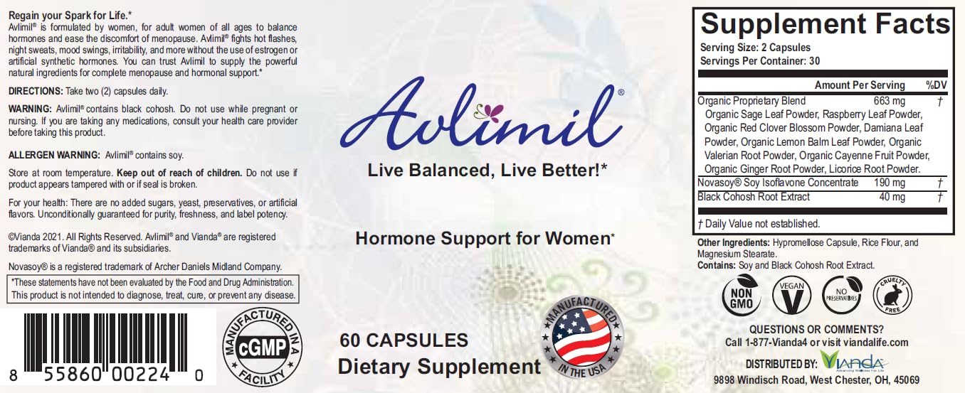 Avlimil Hormone Balance & Menopause | Relief from Mood Swings, Hot Flashes, Night Sweats & Irritability Avlimil Au supplements