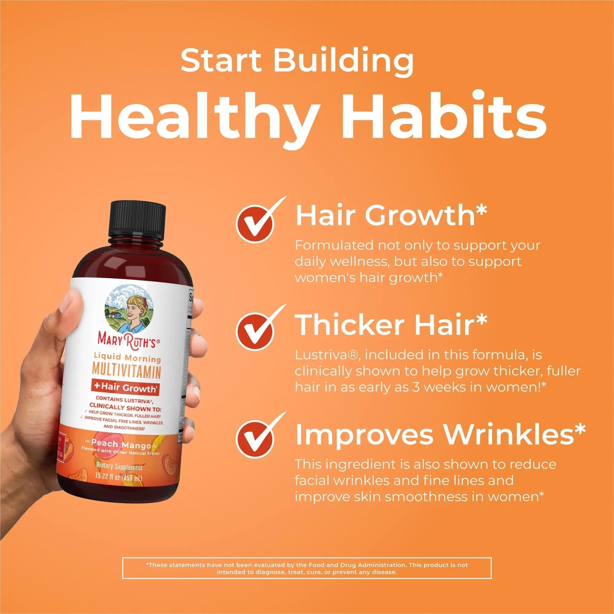 MaryRuth's Morning Multivitamin +Hair Growth (Peach Mango, 15oz), Nighttime Multimineral (Coconut, 15oz) & Probiotic Drops (2oz) | MARYRUTH'S Au supplements